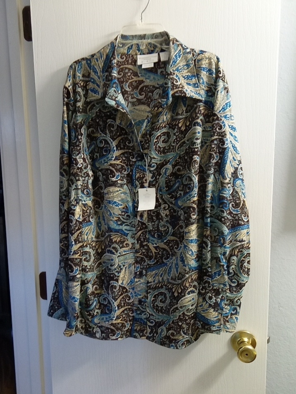Worthington Blue and Brown Paisley Button-Down Shirt